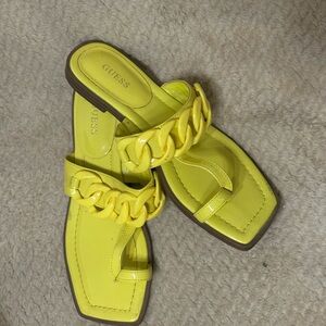 GUESS Women's Bright Yellow Chain Sandals